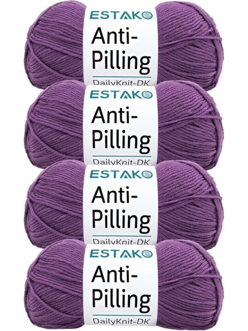 Soft Anti-Pilling DK Weight Yarn in Purple - 4-Pack for Knitting & Crochet
